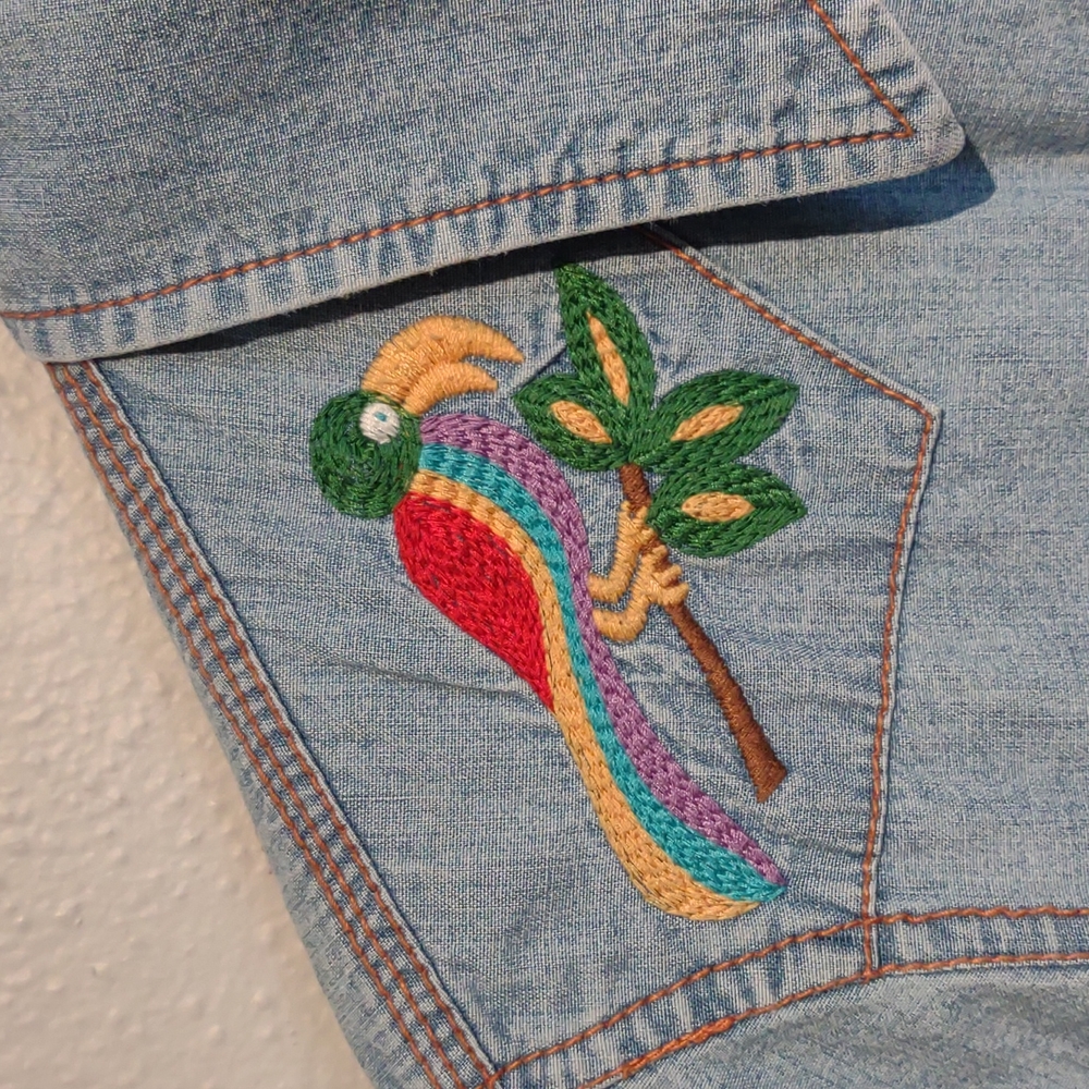 Lucky Brand RARE Dungarees Denim western shirt snap buttons jeans - Picture 2 of 14
